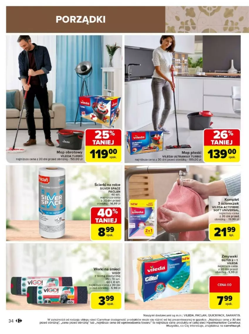 Gazetka promocyjna Carrefour - ważna 13.01 do 26.01.2025 - strona 28 - produkty: Mop, Por, Vileda, Worki na śmiec, Worki na śmieci