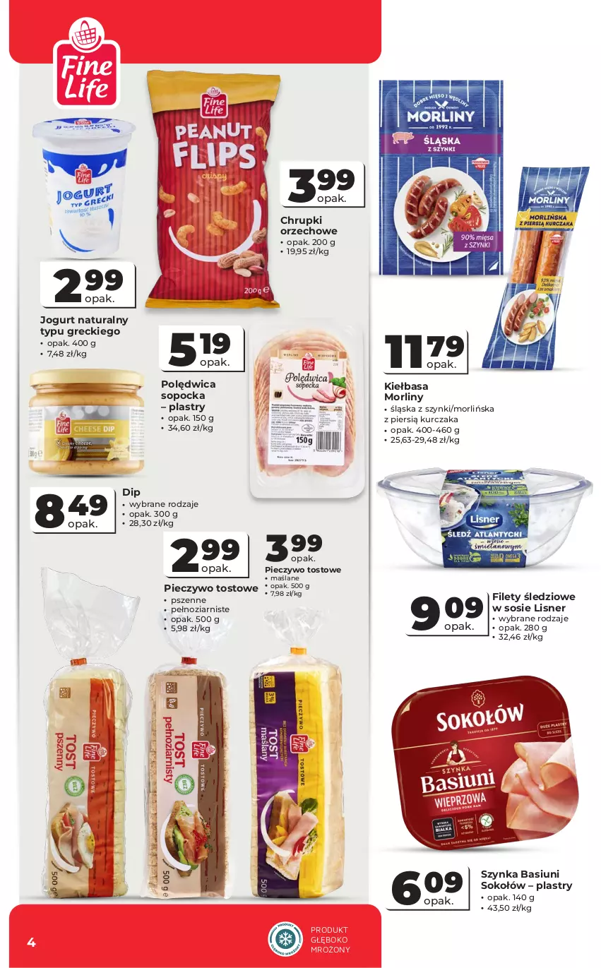 Gazetka promocyjna Odido - Gazetka Odido - ważna 02.09 do 15.09.2026 - strona 4 - produkty: Chrupki, Jogurt, Jogurt naturalny, Kiełbasa, Kurczak, Lisner, Morliny, Piec, Pieczywo, Polędwica, Sok, Sokołów, Sos, Szynka