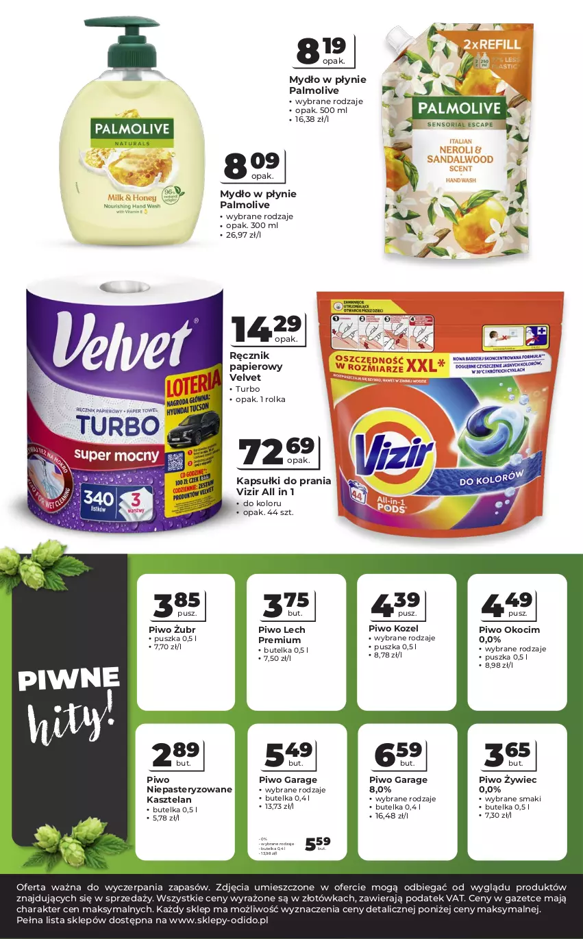 Gazetka promocyjna Odido - Gazetka Odido - ważna 02.09 do 15.09.2026 - strona 8 - produkty: Kapsułki do prania, Kasztelan, Koc, Kozel, Lech Premium, Mydło, Mydło w płynie, Okocim, Palmolive, Papier, Piwo, Ręcznik, Velvet, Vizir