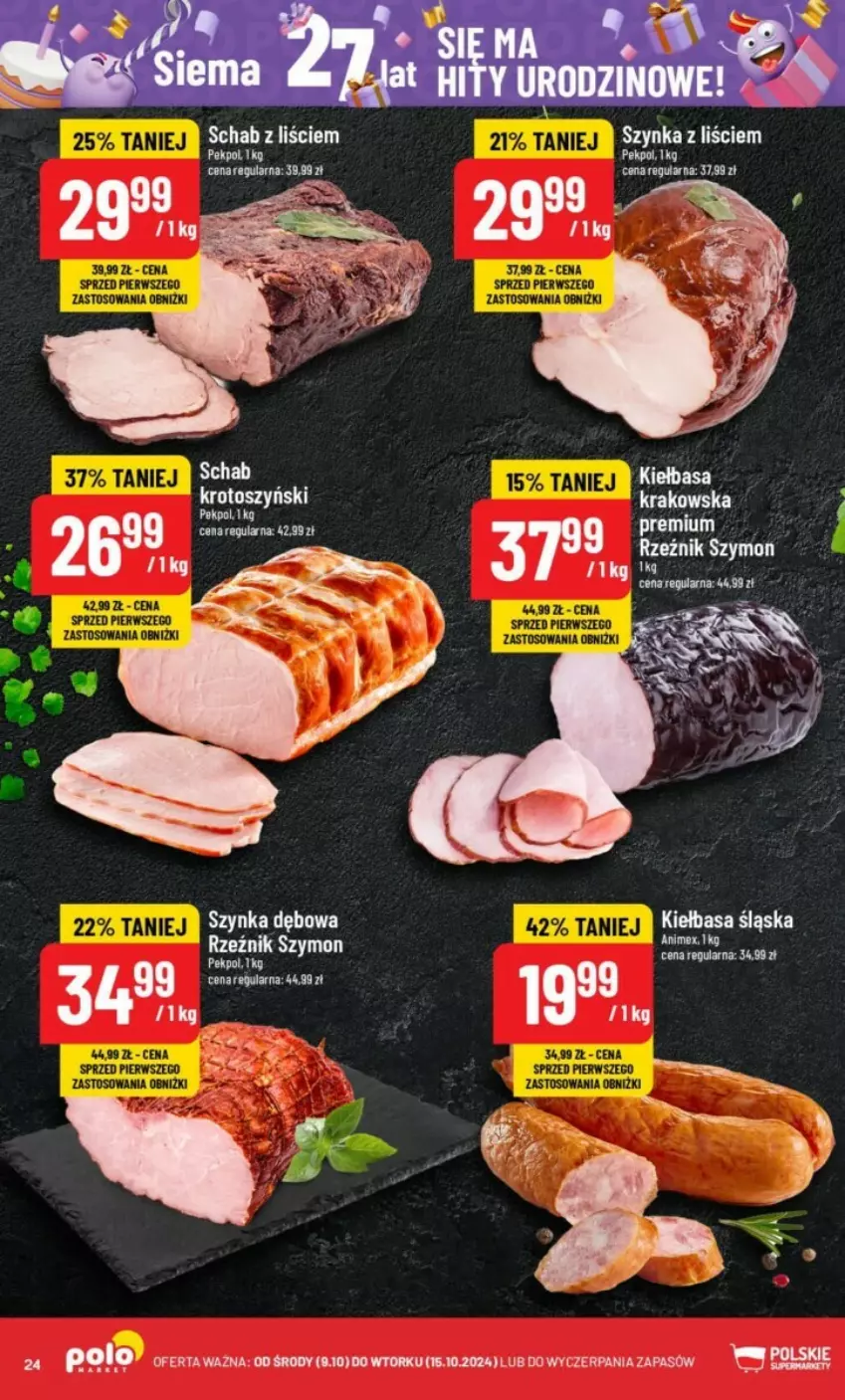 Gazetka promocyjna PoloMarket - ważna 09.10 do 15.10.2024 - strona 17 - produkty: Kiełbasa, Kiełbasa krakowska, Kiełbasa śląska, Pekpol, Szynka