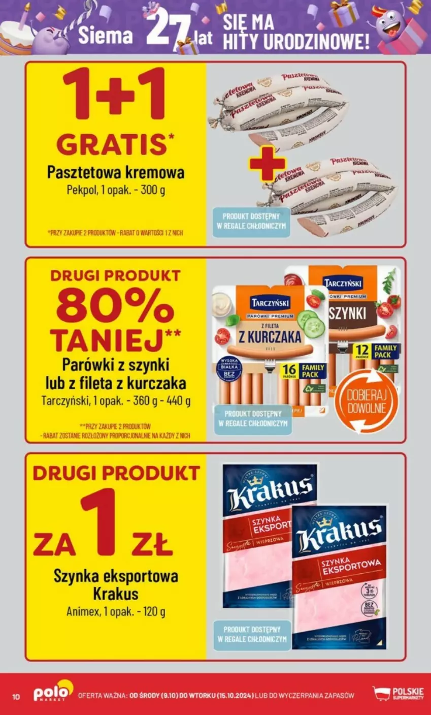 Gazetka promocyjna PoloMarket - ważna 09.10 do 15.10.2024 - strona 2 - produkty: Krakus, Kurczak, Parówki, Parówki z szynki, Pasztet, Pekpol, Por, Sport, Szynka, Tarczyński