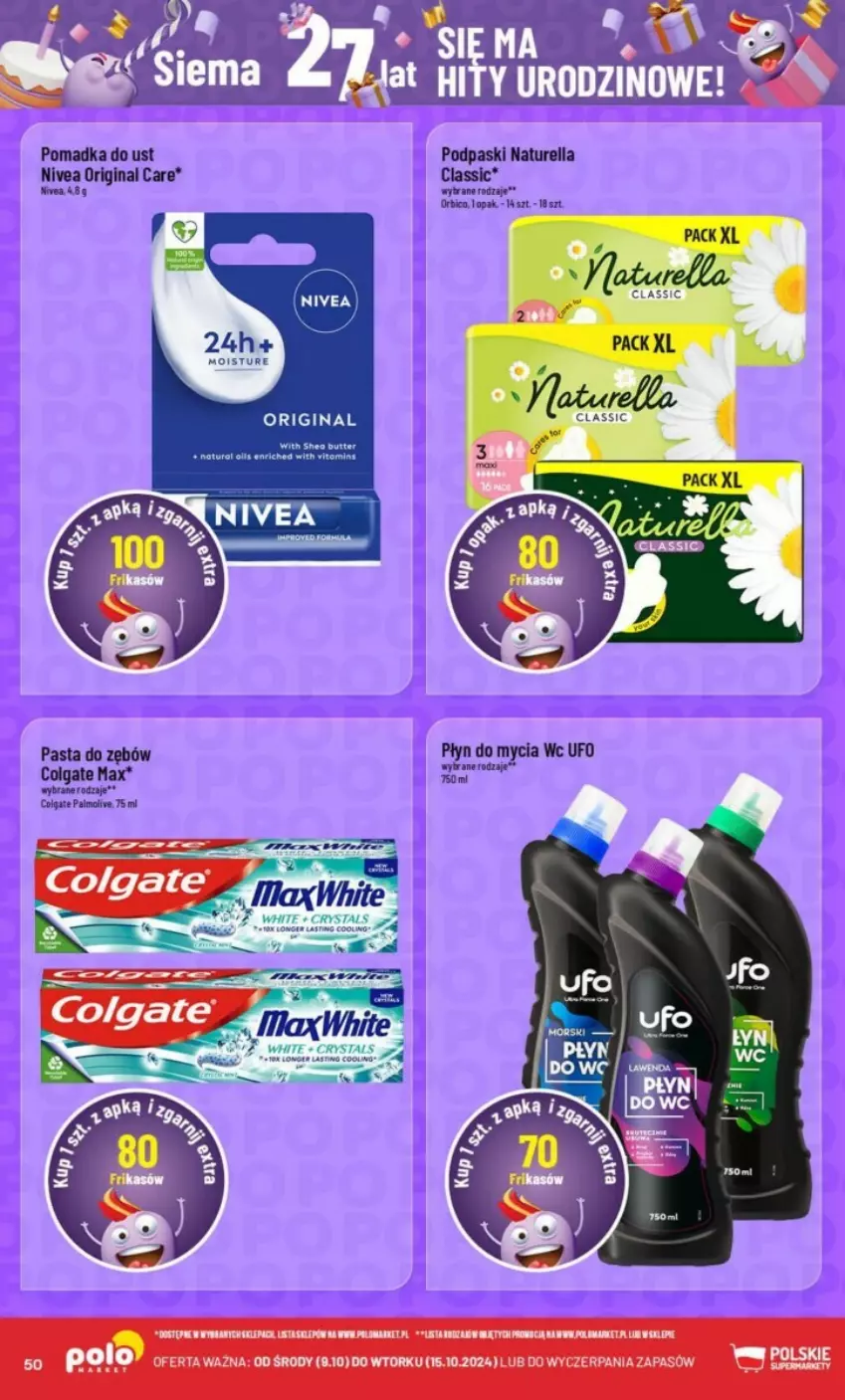 Gazetka promocyjna PoloMarket - ważna 09.10 do 15.10.2024 - strona 46 - produkty: BIC, Colgate, Gin, LG, Naturell, Naturella, Nivea, Pasta do zębów, Piwo, Płyn do mycia, Podpaski