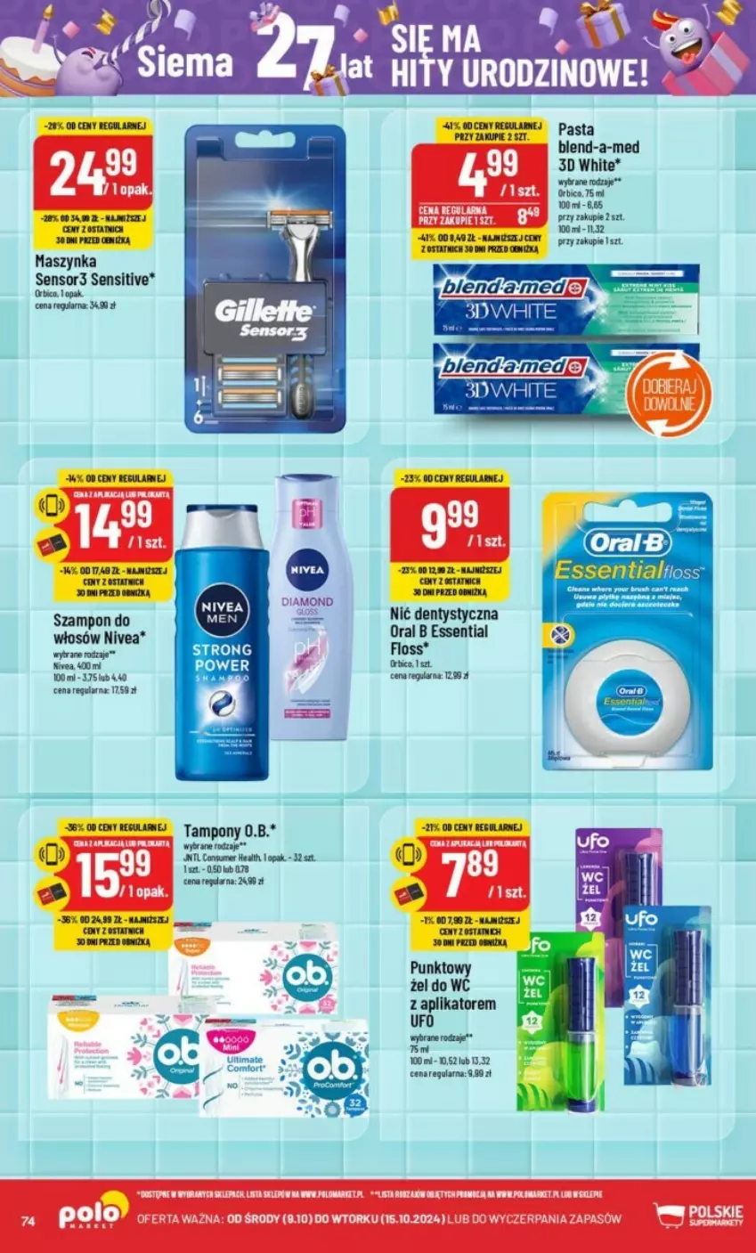 Gazetka promocyjna PoloMarket - ważna 09.10 do 15.10.2024 - strona 72 - produkty: BIC, Blend-a-Med, Maszynka, Nić dentystyczna, Nivea, O nas, Oral B, Szampon, Szynka, Tampony