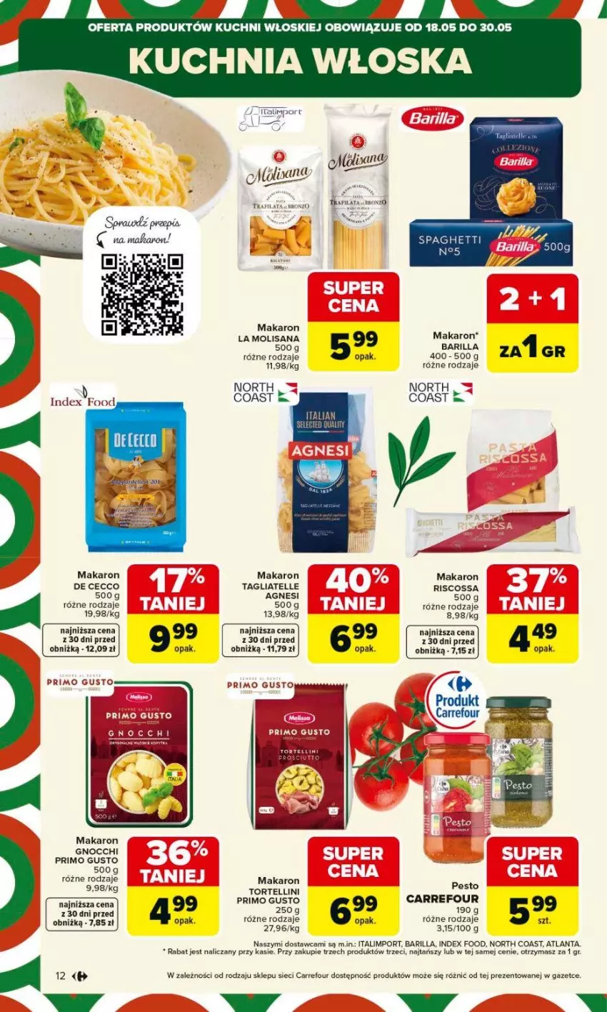 Gazetka promocyjna Carrefour - Gazetka Carrefour, Market od poniedziałku! - ważna 18.05 do 23.05.2026 - strona 14 - produkty: Barilla, Gnocchi, Isana, Kuchnia, Makaron, Mus, Pesto, Por, Spaghetti, Tagliatelle