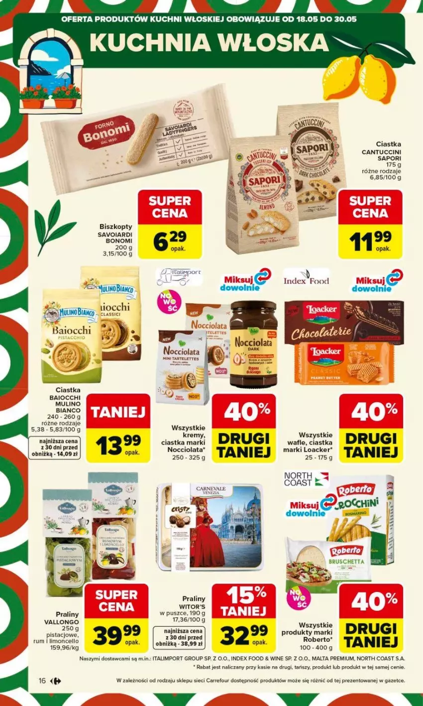 Gazetka promocyjna Carrefour - Gazetka Carrefour, Market od poniedziałku! - ważna 18.05 do 23.05.2026 - strona 18 - produkty: Biszkopty, Ciastka, Fa, Kuchnia, O Bag, Por, Praliny, Rum