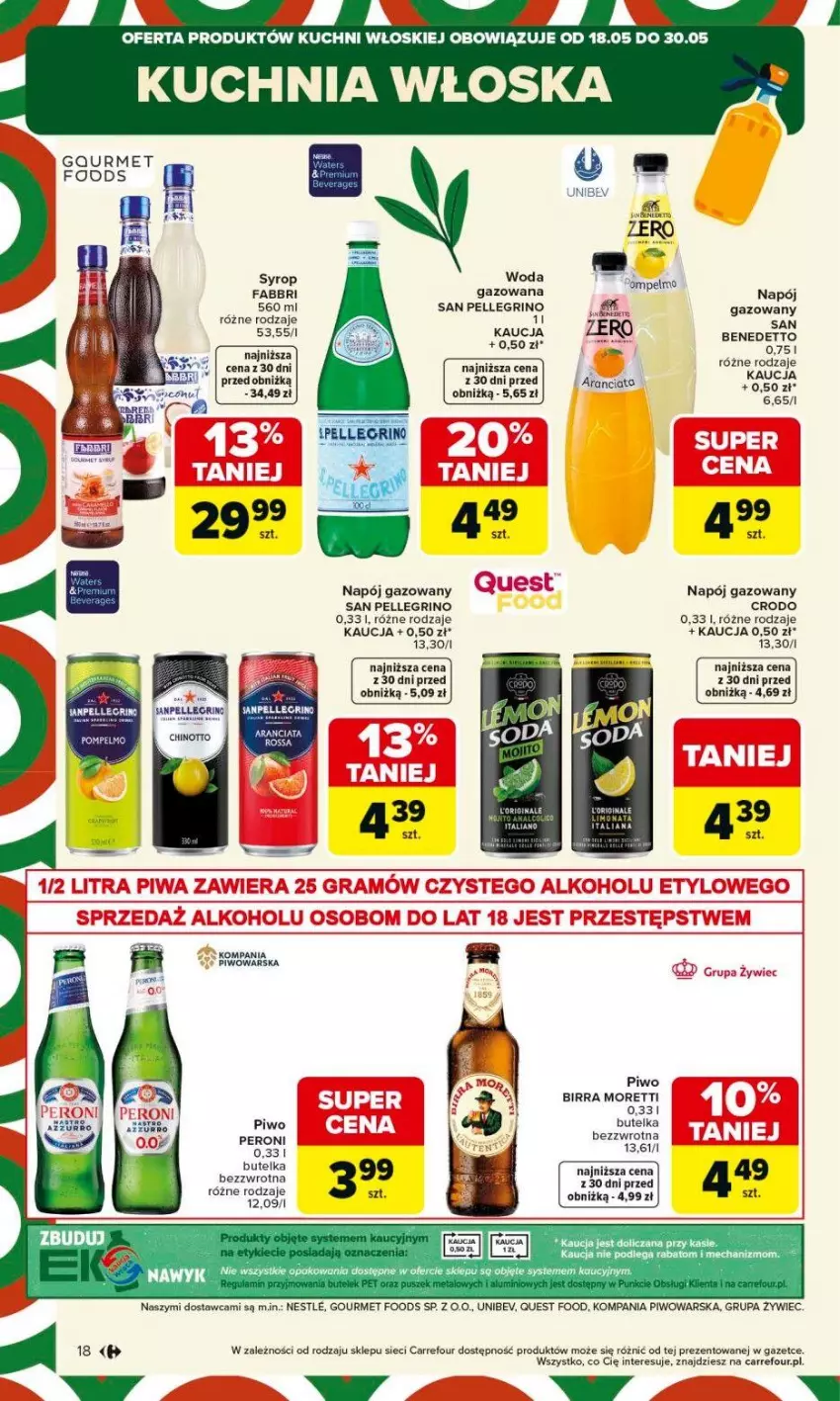 Gazetka promocyjna Carrefour - Gazetka Carrefour, Market od poniedziałku! - ważna 18.05 do 23.05.2026 - strona 20 - produkty: Fa, Kuchnia, Napój, Napój gazowany, Piwo, Sos, Syrop