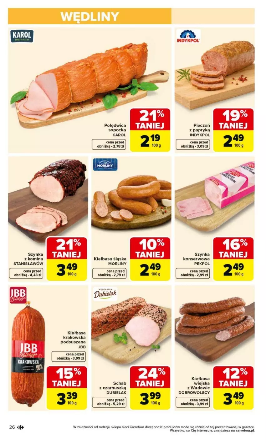 Gazetka promocyjna Carrefour - Gazetka Carrefour, Market od poniedziałku! - ważna 18.05 do 23.05.2026 - strona 28 - produkty: Kiełbasa, Kiełbasa krakowska, Kiełbasa śląska, Morliny, Pekpol, Piec, Polędwica, Ser, Szynka