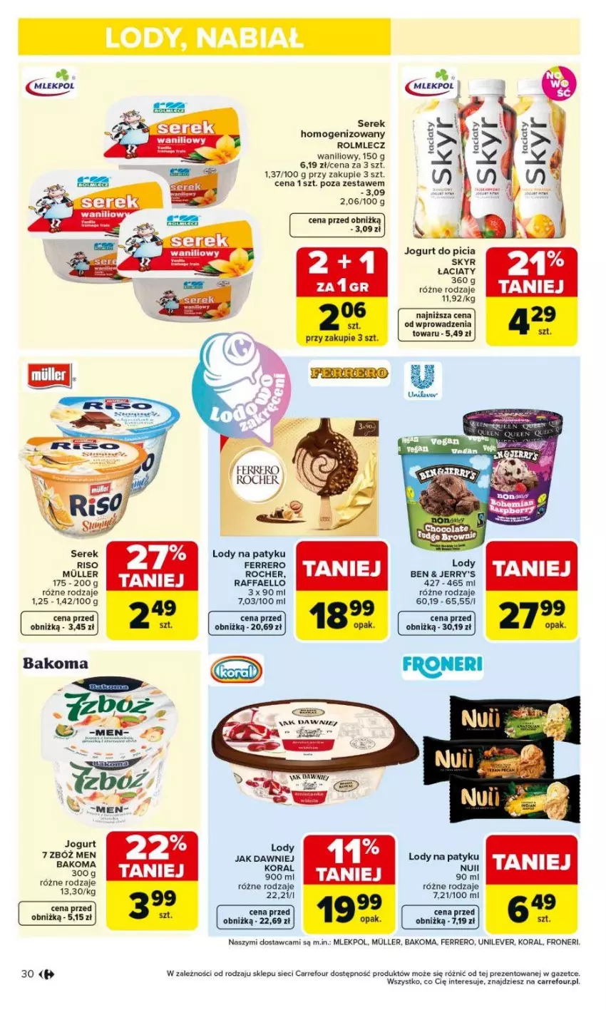 Gazetka promocyjna Carrefour - Gazetka Carrefour, Market od poniedziałku! - ważna 18.05 do 23.05.2026 - strona 32 - produkty: Bakoma, Fa, Ferrero, Ferrero Rocher, Jogurt, Lody, Rolmlecz, Ser, Serek