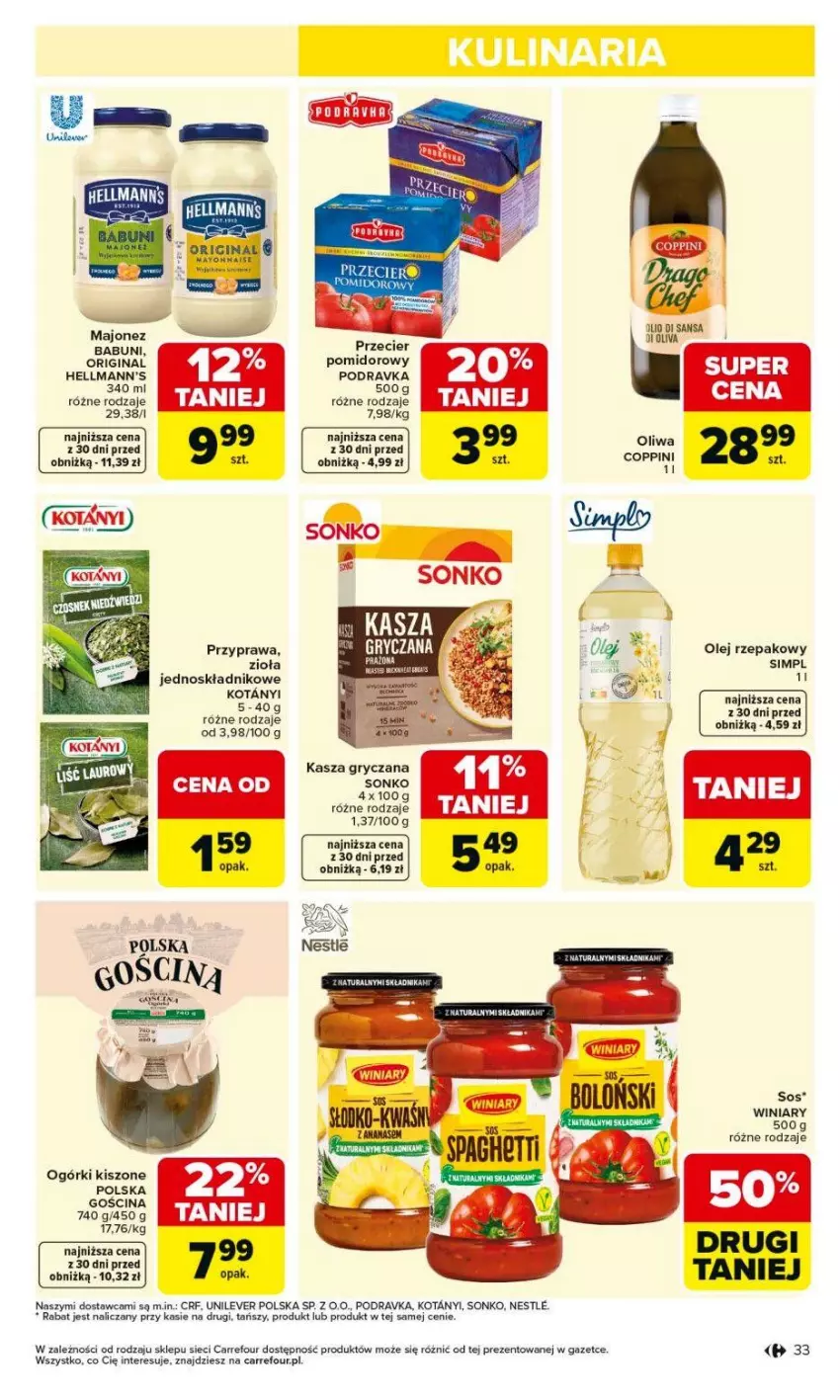Gazetka promocyjna Carrefour - Gazetka Carrefour, Market od poniedziałku! - ważna 18.05 do 23.05.2026 - strona 35 - produkty: Babuni, Gin, Gry, Kasza, Kasza gryczana, LG, Majonez, Olej, Olej rzepakowy, Oliwa, Podravka, Sonko, Sos, Winiary