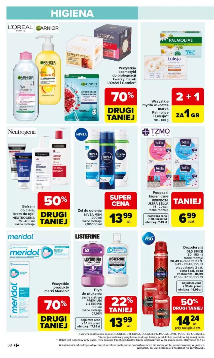 Gazetka promocyjna Carrefour - Gazetka Carrefour, Market od poniedziałku! - ważna 18.05 do 23.05.2026 - strona 40 - produkty: Bell, Bella, Colgate, Dezodorant, Fa, Garnier, Gry, Krem do rąk, LG, Listerine, Luksja, Neutrogena, Nivea, Nivea Men, Palmolive, Perfecta, Podpaski