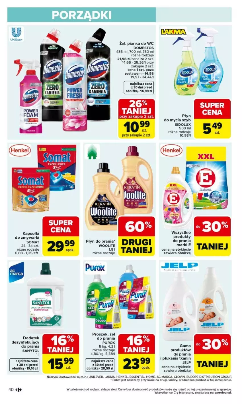 Gazetka promocyjna Carrefour - Gazetka Carrefour, Market od poniedziałku! - ważna 18.05 do 23.05.2026 - strona 42 - produkty: Domestos, Lovi, Płyn do mycia, Płyn do prania, Pur, Sidolux, Somat, Zmywarki