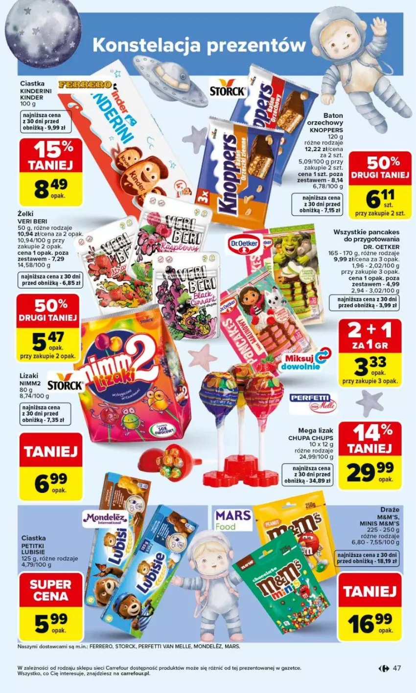 Gazetka promocyjna Carrefour - Gazetka Carrefour, Market od poniedziałku! - ważna 18.05 do 23.05.2026 - strona 49 - produkty: Chupa Chups, Ciastka, Dr. Oetker, Kinder, Knoppers, Lizaki, Nimm2
