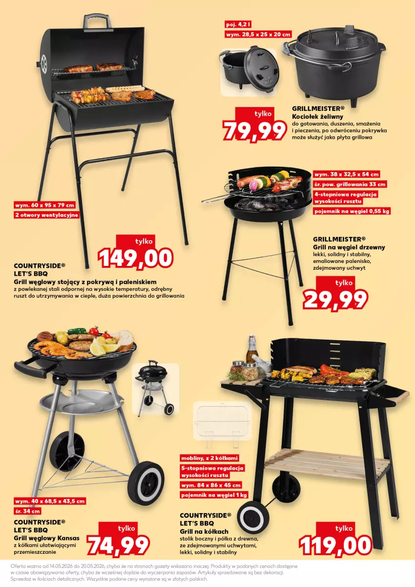 Gazetka promocyjna Kaufland - Kaufland - ważna 14.05 do 20.05.2026 - strona 19 - produkty: Grill, Koc, Palenisko, Piec, Płyta, Pojemnik, Półka, Por, Sok, Stolik, Top, Węgiel drzewny