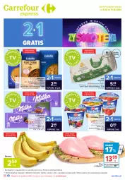 Gazetka promocyjna Carrefour - Gazetka Express - Gazetka - ważna od 11.10 do 11.10.2021 - strona 1 - produkty: Lubella, Banany, Makaron, Ser, Gra, Zott, Bell, Jaja, Jogurt, Kosz, Czekolada, Bella, Jogobella, Milka