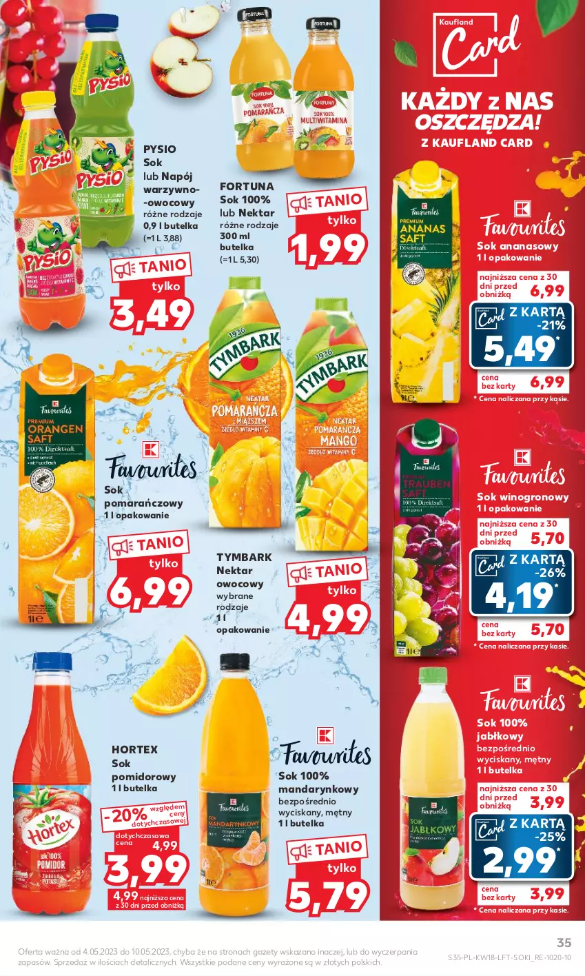 Gazetka promocyjna Kaufland - Gazetka tygodnia - ważna 04.05 do 10.05.2023 - strona 35 - produkty: Ananas, Fortuna, Hortex, Napój, Nektar, Sok, Sok pomarańczowy, Sok pomidorowy, Tymbark, Wino