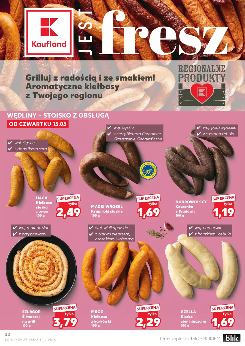 Gazetka promocyjna Kaufland - Gazetka tygodnia - ważna 15.05 do 21.05.2025 - strona 22 - produkty: Gra, Grill, Karp, Kasza, Kaszanka, Kiełbasa, Kiełbasa śląska, Madej Wróbel, Pieprz, Ser, Tera