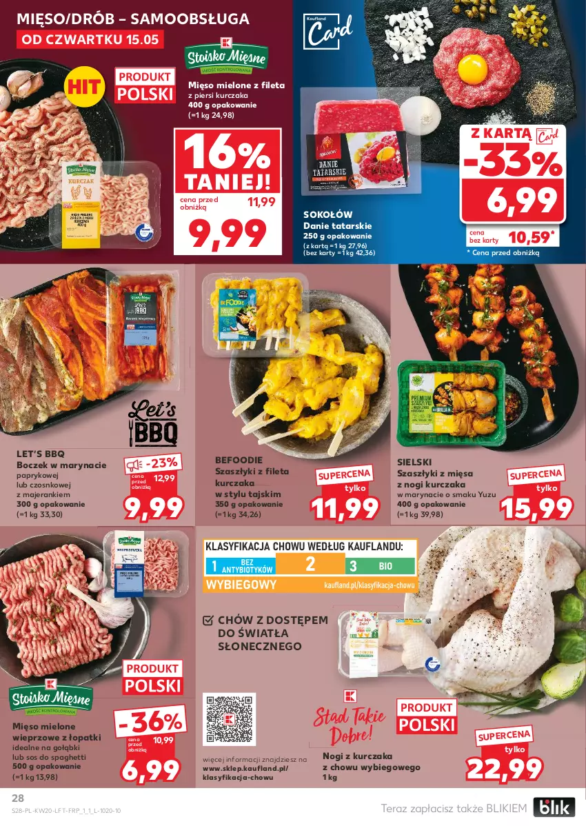 Gazetka promocyjna Kaufland - Gazetka tygodnia - ważna 15.05 do 21.05.2025 - strona 28 - produkty: Boczek, Drób, Kurczak, Mięso, Mięso mielone, Sok, Sokołów, Sos, Spaghetti, Tera