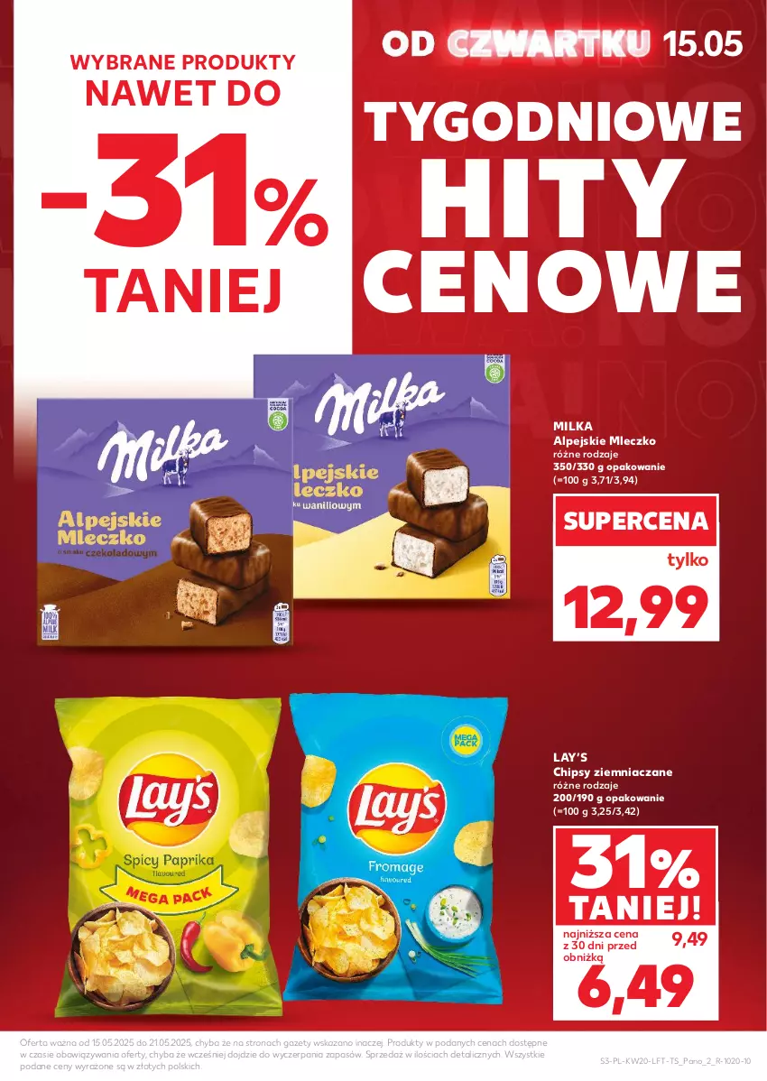 Gazetka promocyjna Kaufland - Gazetka tygodnia - ważna 15.05 do 21.05.2025 - strona 3 - produkty: Chipsy, Lay’s, Milka, Mleczko