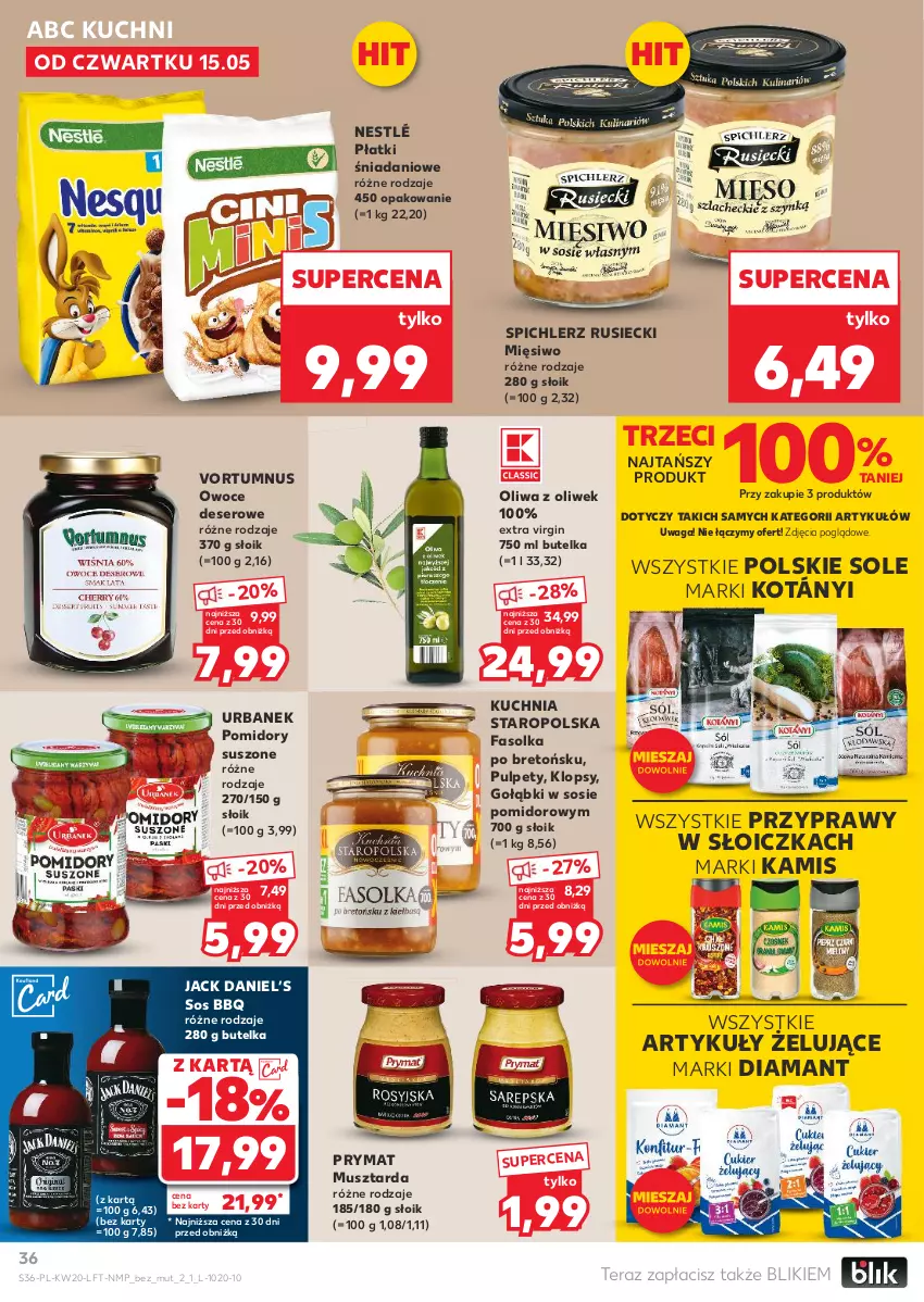 Gazetka promocyjna Kaufland - Gazetka tygodnia - ważna 15.05 do 21.05.2025 - strona 36 - produkty: Danio, Deser, Diamant, Fa, Gin, Kamis, Kotányi, Kuchnia, Kuchnia Staropolska, Mus, Musztarda, Nestlé, Oliwa, Oliwa z oliwek, Owoce, Pomidory, Prymat, Przyprawy, Pulpety, Ser, Sos, Spichlerz Rusiecki, Tera, Waga