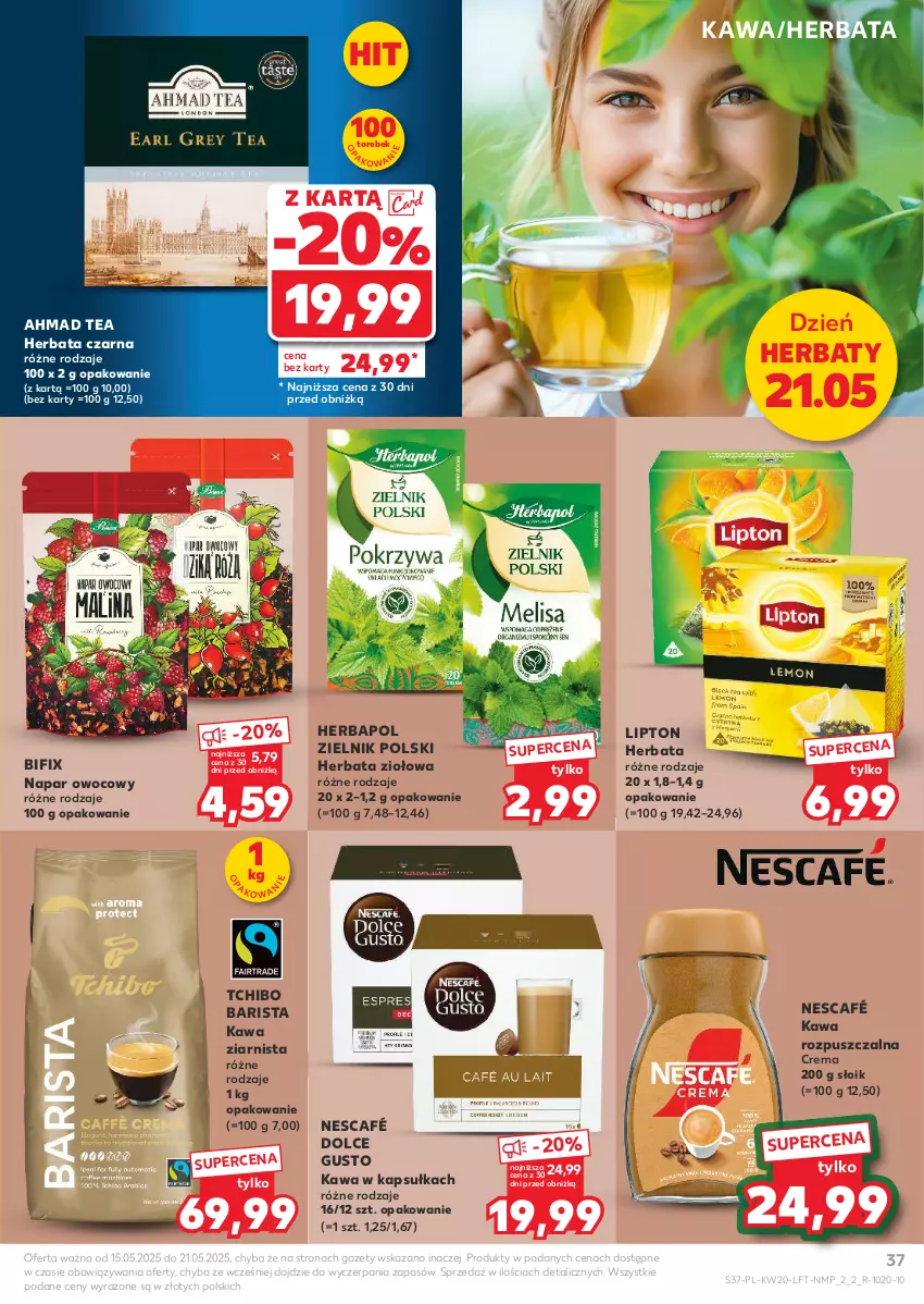 Gazetka promocyjna Kaufland - Gazetka tygodnia - ważna 15.05 do 21.05.2025 - strona 37 - produkty: Dolce Gusto, Herbapol, Herbata, Herbata czarna, Kawa, Kawa rozpuszczalna, Kawa ziarnista, Lipton, Nescafé, Tchibo, Tchibo Barista