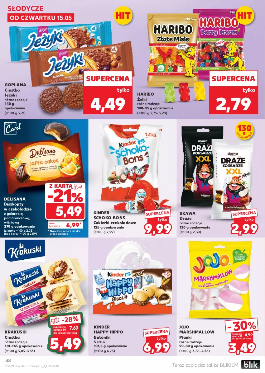 Gazetka promocyjna Kaufland - Gazetka tygodnia - ważna 15.05 do 21.05.2025 - strona 38 - produkty: Baton, Biszkopty, Ciastka, Cukier, Cukierki, Cukierki czekoladowe, Gala, Goplana, Haribo, HiPP, Isana, Jeżyki, Kawa, Kinder, Krakus, Krakuski, LANA, Lody, Mars, Tera, Tonik
