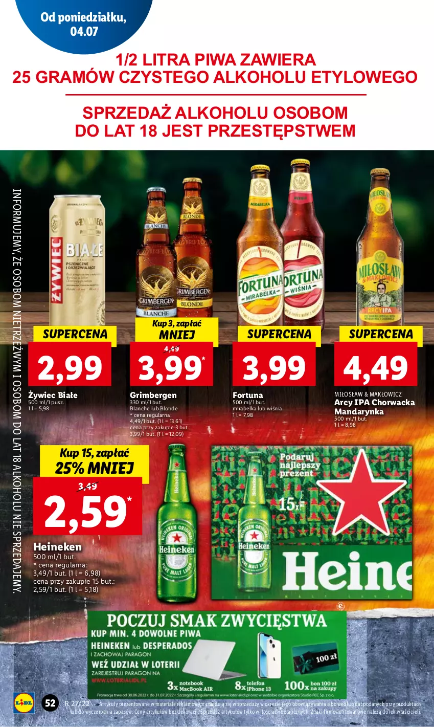 Gazetka promocyjna Lidl - GAZETKA - ważna 07.07 do 09.07.2022 - strona 52 - produkty: Fortuna, Gra, Heineken, Piwa