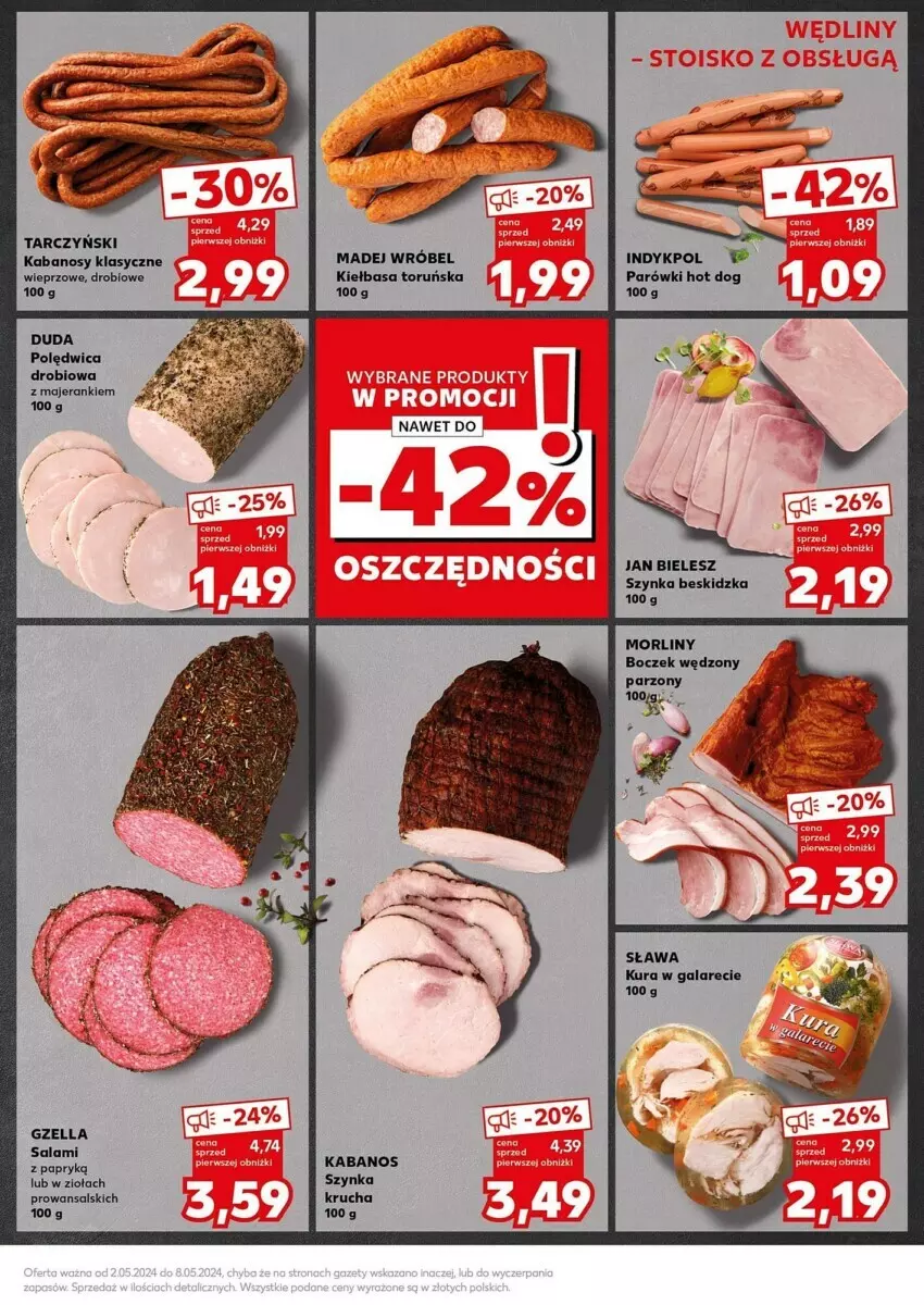 Gazetka promocyjna Kaufland - ważna 06.05 do 08.05.2024 - strona 7 - produkty: Boczek, Gala, Hot dog, Kabanos, Kiełbasa, Madej Wróbel, Morliny, Parówki, Parówki hot dog, Salami, Salami z papryką, Szynka, Tarczyński