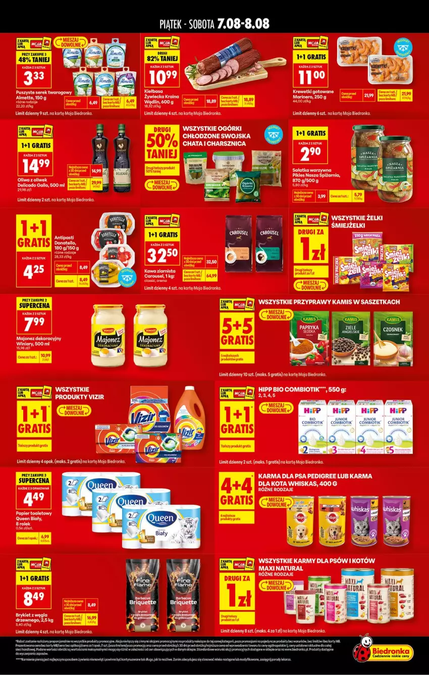 Gazetka promocyjna Biedronka - Tani Weekend - ważna 07.08 do 08.08.2026 - strona 2 - produkty: Fa, Gra, Kawa, Kawa ziarnista, Krewetki, Majonez, Oliwa, Oliwa z oliwek, Pedigree, Sałat, Sałatka, Sałatka warzywna, Ser, Whiskas, Winiary