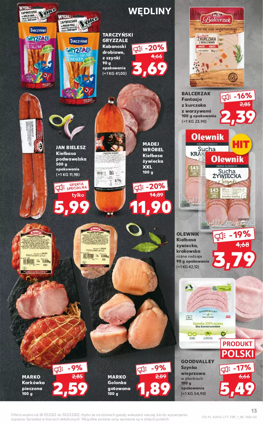 Gazetka promocyjna Kaufland - OFERTA TYGODNIA - ważna 24.03 do 30.03.2022 - strona 13 - produkty: Fa, Fanta, Gry, Kabanos, Kiełbasa, Kiełbasa podwawelska, Kurczak, Madej Wróbel, Olewnik, Piec, Szynka, Szynka wieprzowa, Tarczyński, Warzywa, Wawel