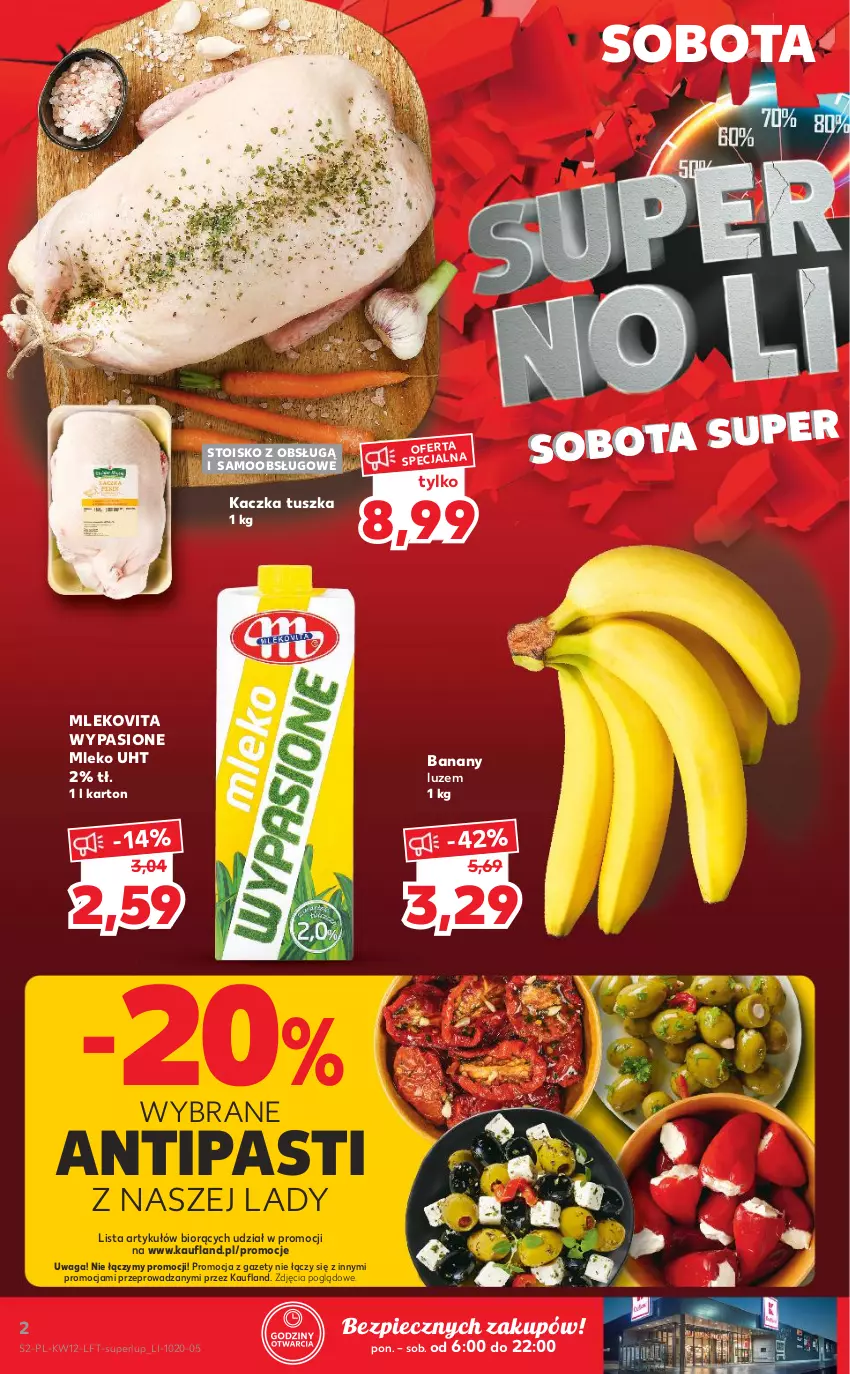 Gazetka promocyjna Kaufland - OFERTA TYGODNIA - ważna 24.03 do 30.03.2022 - strona 2 - produkty: Banany, Kaczka, Mleko, Mlekovita, Piec, Tusz, Waga