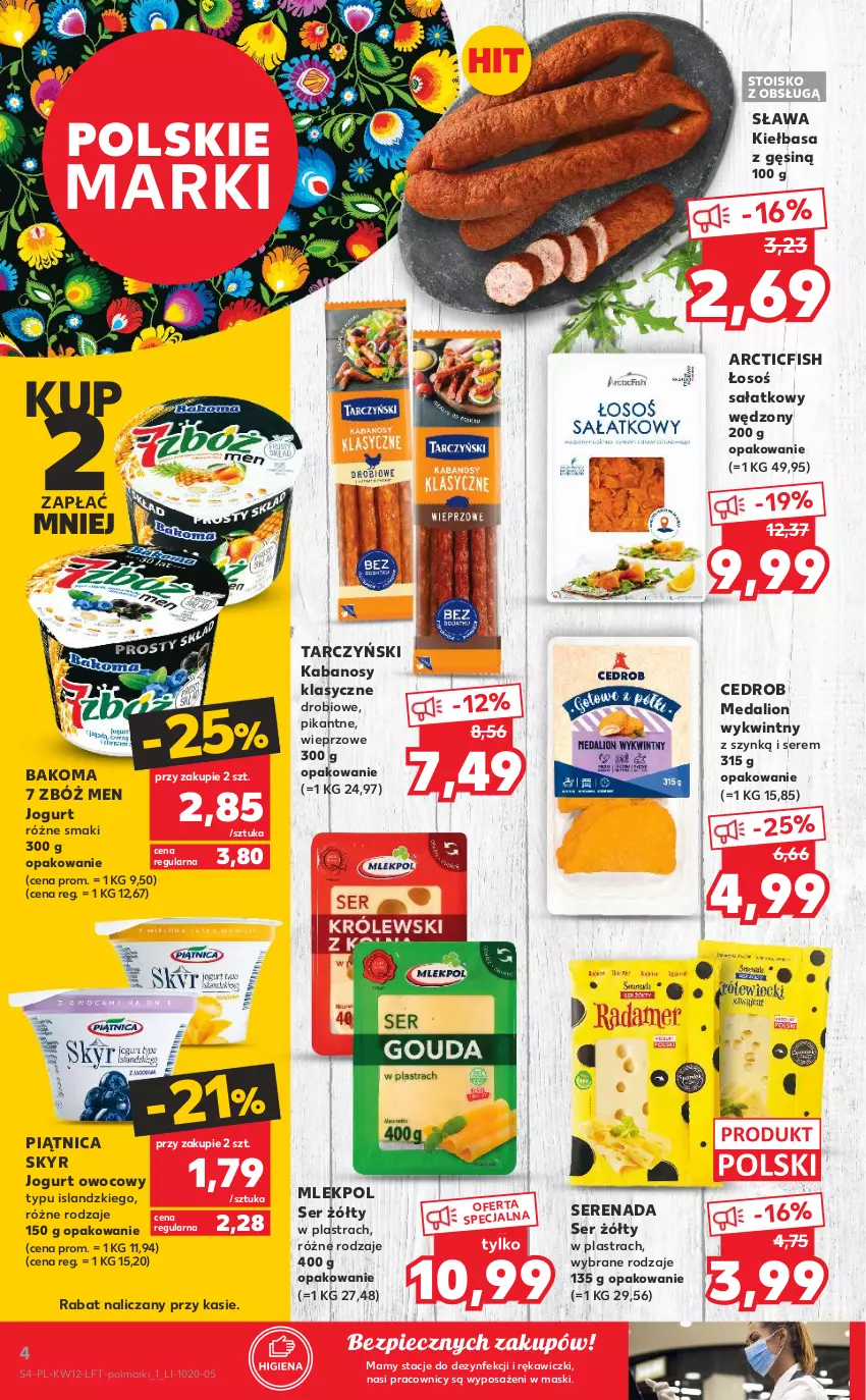 Gazetka promocyjna Kaufland - OFERTA TYGODNIA - ważna 24.03 do 30.03.2022 - strona 4 - produkty: Bakoma, Isla, Jogurt, Jogurt owocowy, Kabanos, Kiełbasa, Lion, Olma, Piątnica, Piec, Sałat, Ser, Tarczyński