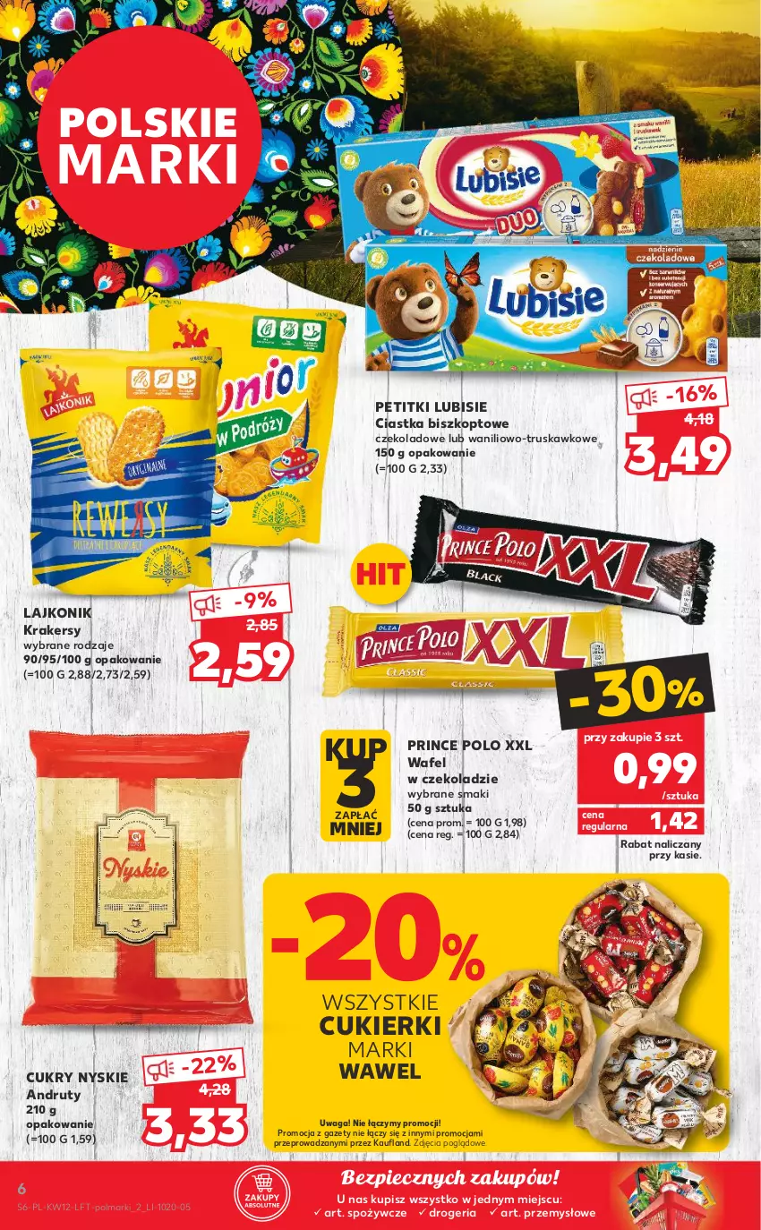 Gazetka promocyjna Kaufland - OFERTA TYGODNIA - ważna 24.03 do 30.03.2022 - strona 6 - produkty: Ciastka, Cukier, Cukierki, Krakersy, Lajkonik, Lubisie, Olma, Piec, Prince Polo, Waga, Wawel