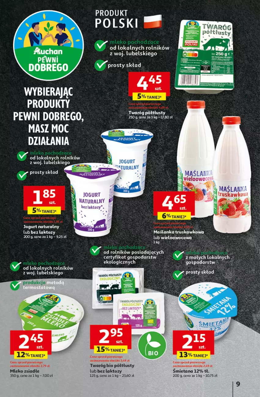 Gazetka promocyjna Auchan - Pewność Niskich Cen Hipermarket - ważna 26.09 do 02.10.2024 - strona 11 - produkty: Jogurt, Jogurt naturalny, Maślanka, Mleko, Mleko zsiadłe, Rolnik, Rust, Sos, Top, Twaróg