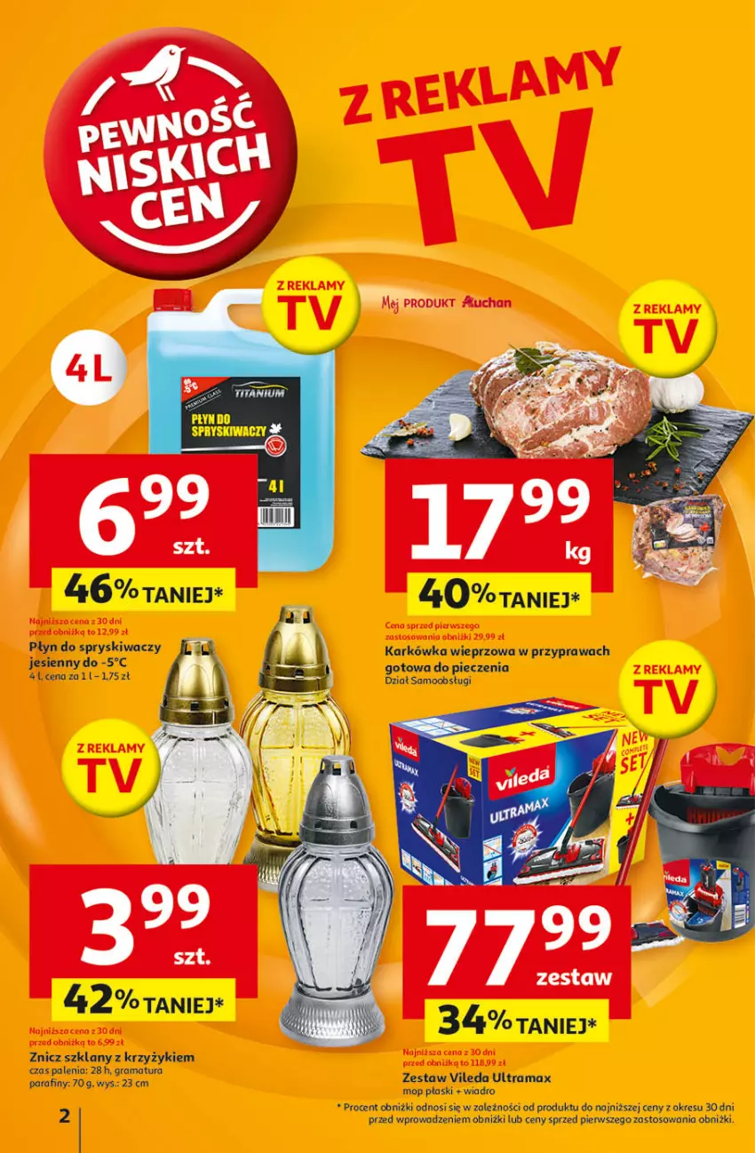 Gazetka promocyjna Auchan - Pewność Niskich Cen Hipermarket - ważna 26.09 do 02.10.2024 - strona 2 - produkty: Gra, Mop, Piec, Płyn do spryskiwaczy, Rama, Vileda, Wiadro, Znicz