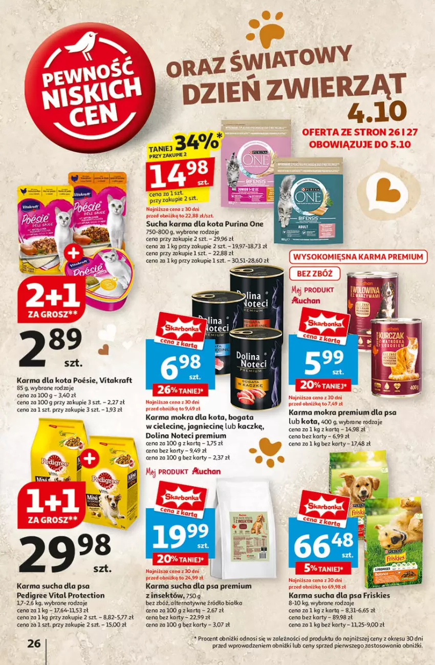 Gazetka promocyjna Auchan - Pewność Niskich Cen Hipermarket - ważna 26.09 do 02.10.2024 - strona 28 - produkty: Friskies, Mars, Pedigree, Pur, Purina, Sok, Sucha karma, Szal, Vitakraft