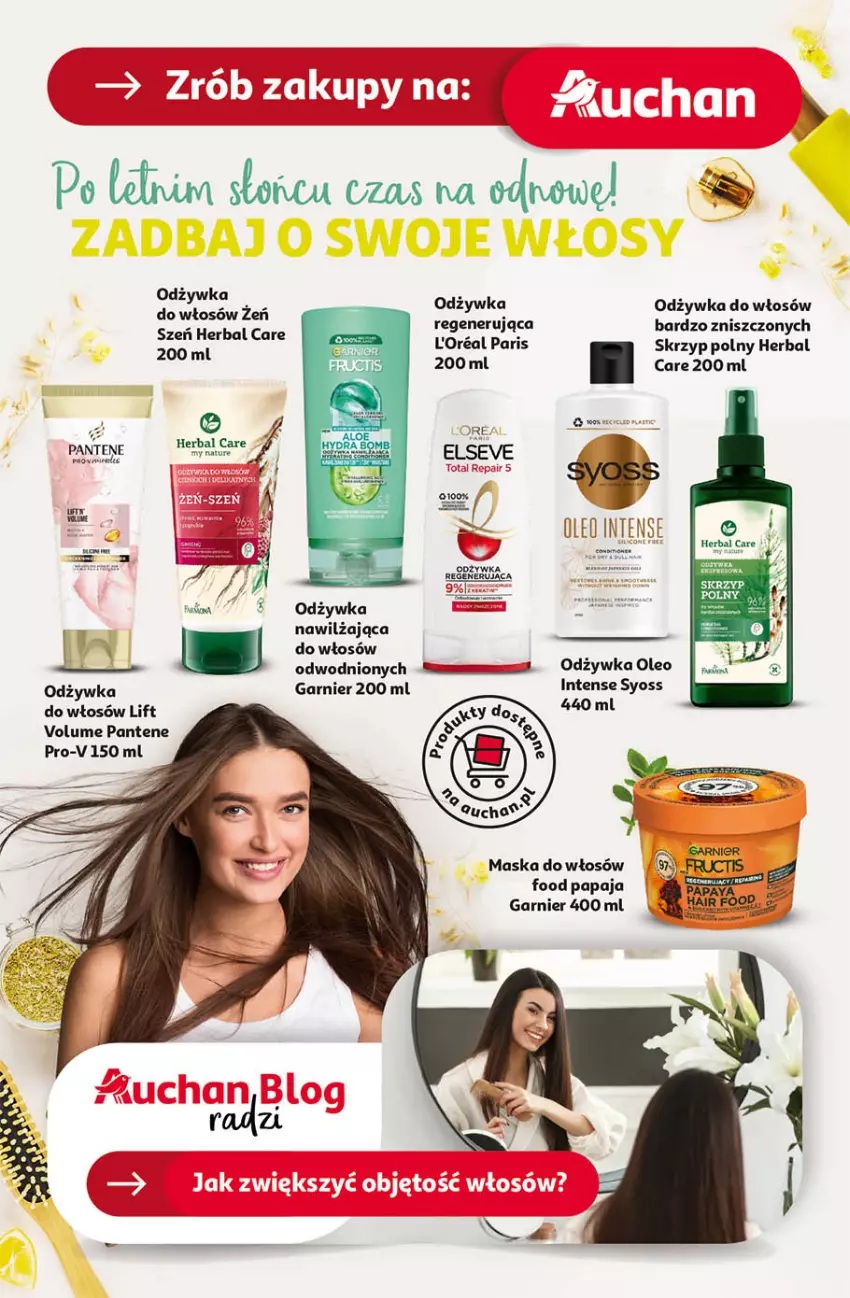 Gazetka promocyjna Auchan - Pewność Niskich Cen Hipermarket - ważna 26.09 do 02.10.2024 - strona 32 - produkty: Elseve, Fructis, Garnier, Maska, Maska do włosów, Odżywka, Oleo, Pantene, Papaja, Skrzyp polny, Syoss