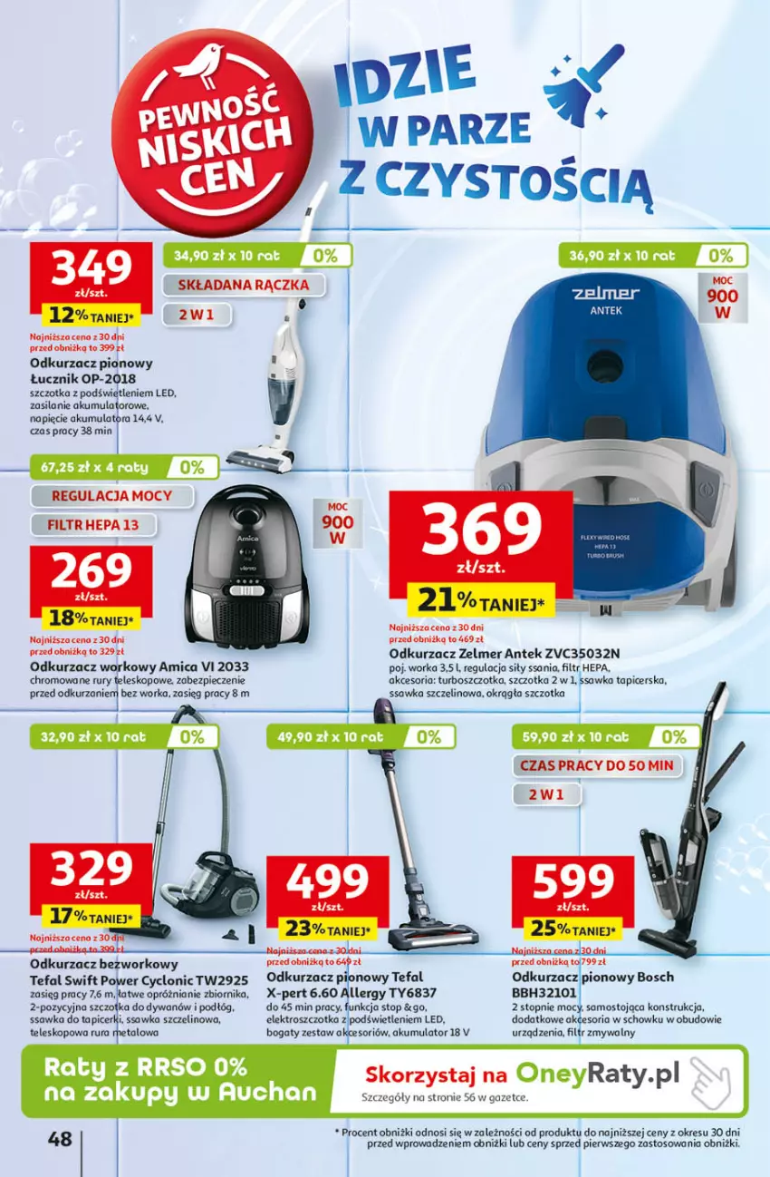 Gazetka promocyjna Auchan - Pewność Niskich Cen Hipermarket - ważna 26.09 do 02.10.2024 - strona 56 - produkty: Akumulator, Amica, Bosch, Dywan, Fa, Odkurzacz, Orka, Piec, Rura, Silan, Szczotka, Tefal, Teleskop, Top, Zelmer