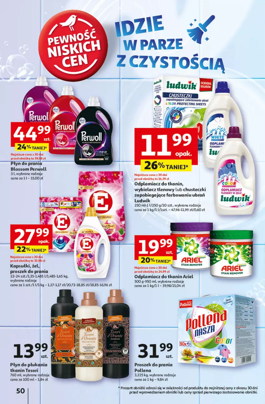 Gazetka promocyjna Auchan - Pewność Niskich Cen Hipermarket - ważna 26.09 do 02.10.2024 - strona 58 - produkty: Ariel, Chusteczki, Fa, Ludwik, Odplamiacz, Perwoll, Płyn do płukania, Płyn do prania, Proszek do prania