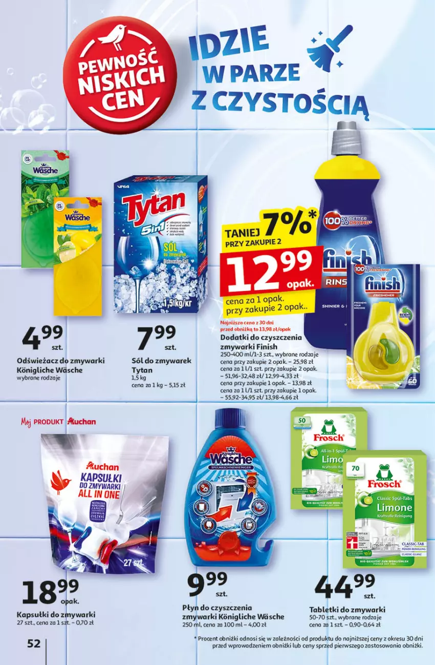 Gazetka promocyjna Auchan - Pewność Niskich Cen Hipermarket - ważna 26.09 do 02.10.2024 - strona 60 - produkty: Finish, Odświeżacz do zmywarki, Sól, Tablet, Tabletki do zmywarki, Tytan, Zmywarki