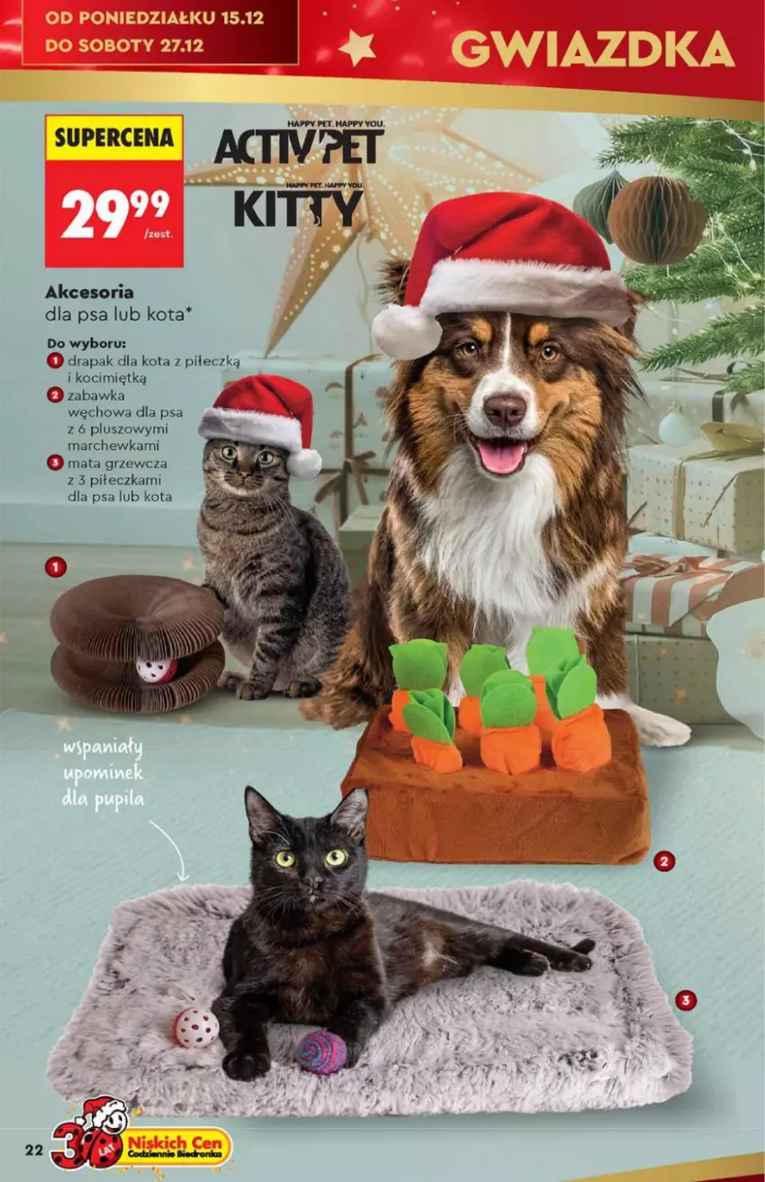 Gazetka promocyjna Biedronka - Hity na Święta - ważna 15.12 do 31.12.2025 - strona 22 - produkty: Drapak, Koc, Marchewka, Mata grzewcza, Zabawka