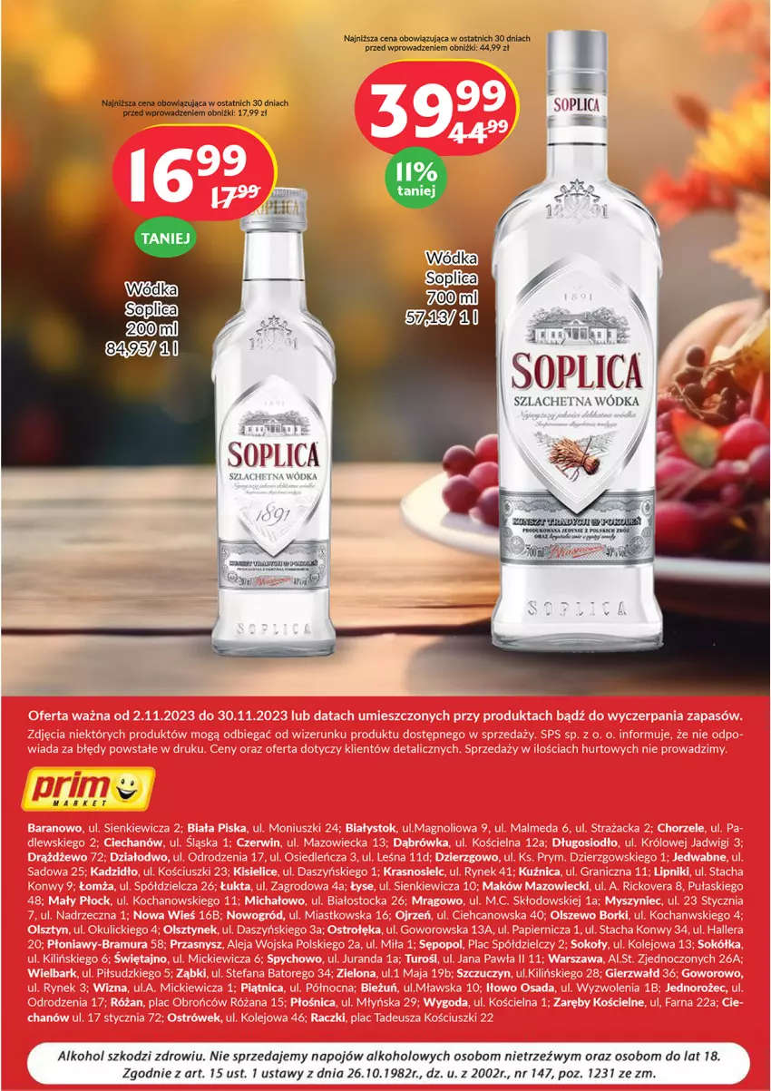 Gazetka promocyjna Prim Market - ważna 02.11 do 30.11.2023 - strona 8 - produkty: Soplica, Wódka