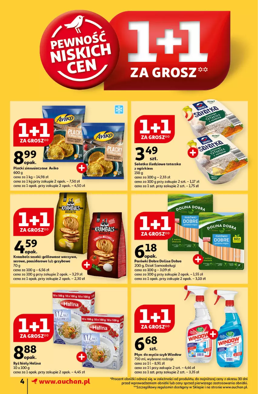 Gazetka promocyjna Auchan - Pewność Niskich Cen Supermarket - ważna 24.10 do 30.10.2024 - strona 4 - produkty: Grill, Lack, Parówki, Płyn do mycia, Ryż, Ryż biały, Sałat, Sałatka, Ser, Warzywa