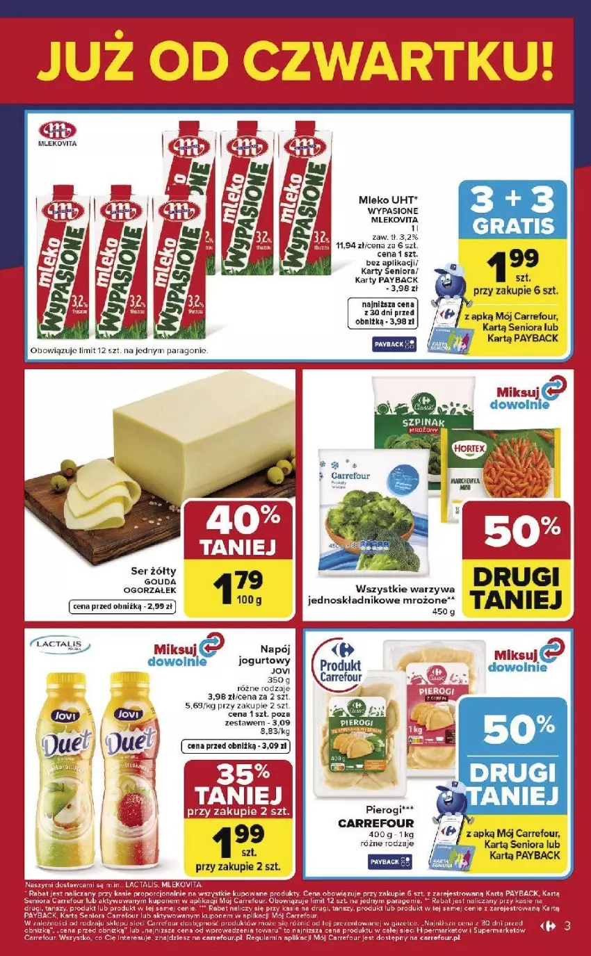 Gazetka promocyjna Carrefour - Gazetka Weekend okazji już od czwartku! - ważna 26.02 do 28.02.2026 - strona 3 - produkty: Gouda, Mleko, Mlekovita, Pierogi, Ser, Warzywa