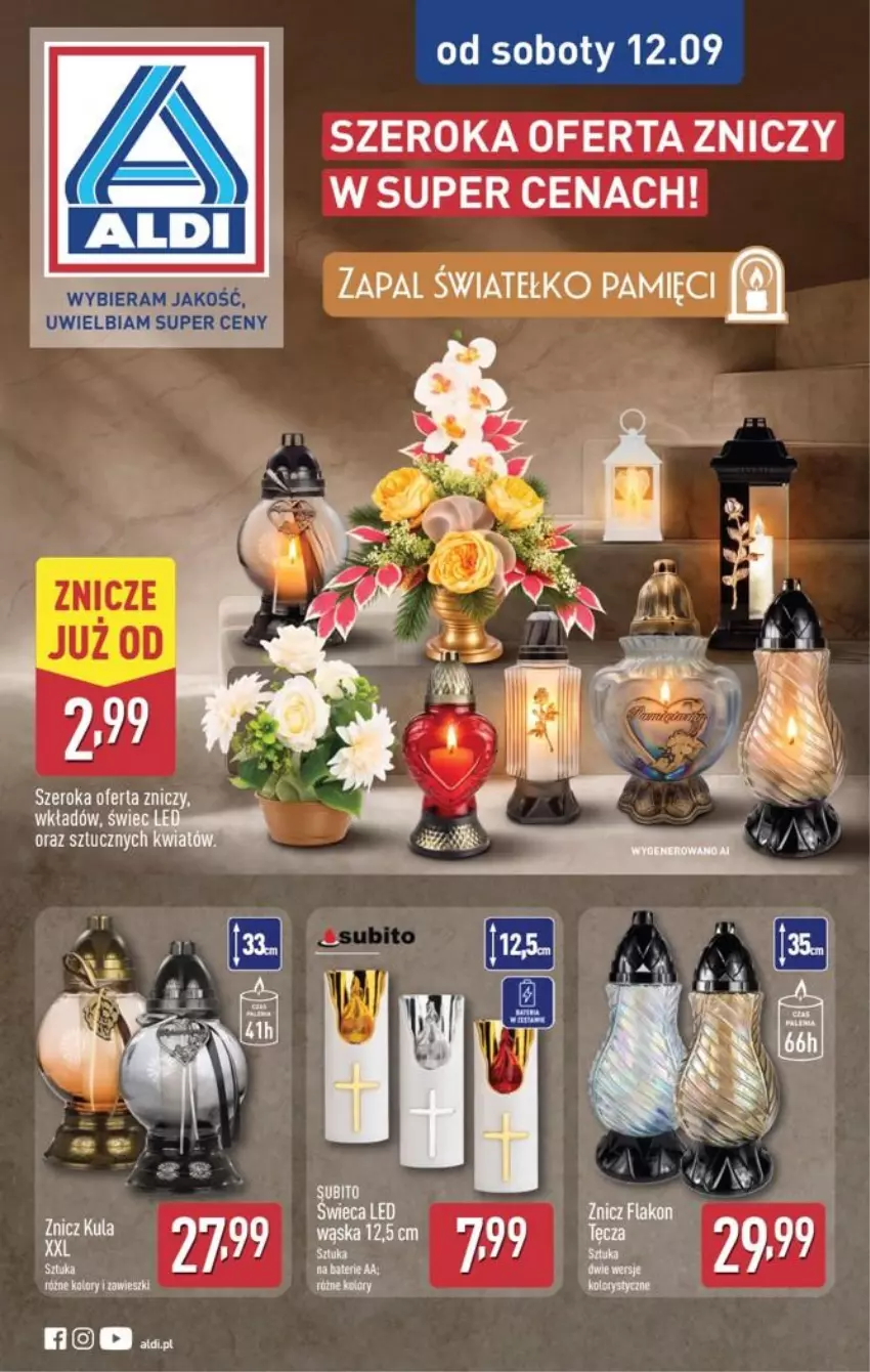 Gazetka promocyjna Aldi - Znicze i stroiki - ważna 12.09 do 12.09.2026 - strona 1 - produkty: Znicz