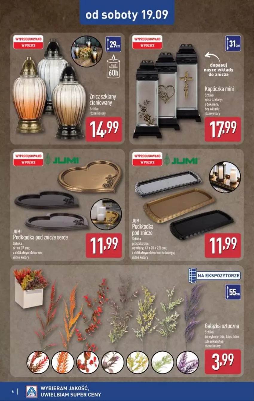 Gazetka promocyjna Aldi - Znicze i stroiki - ważna 12.09 do 12.09.2026 - strona 6 - produkty: LG, Podkład, Podkładka, Podkładka pod znicz, Ser, Znicz