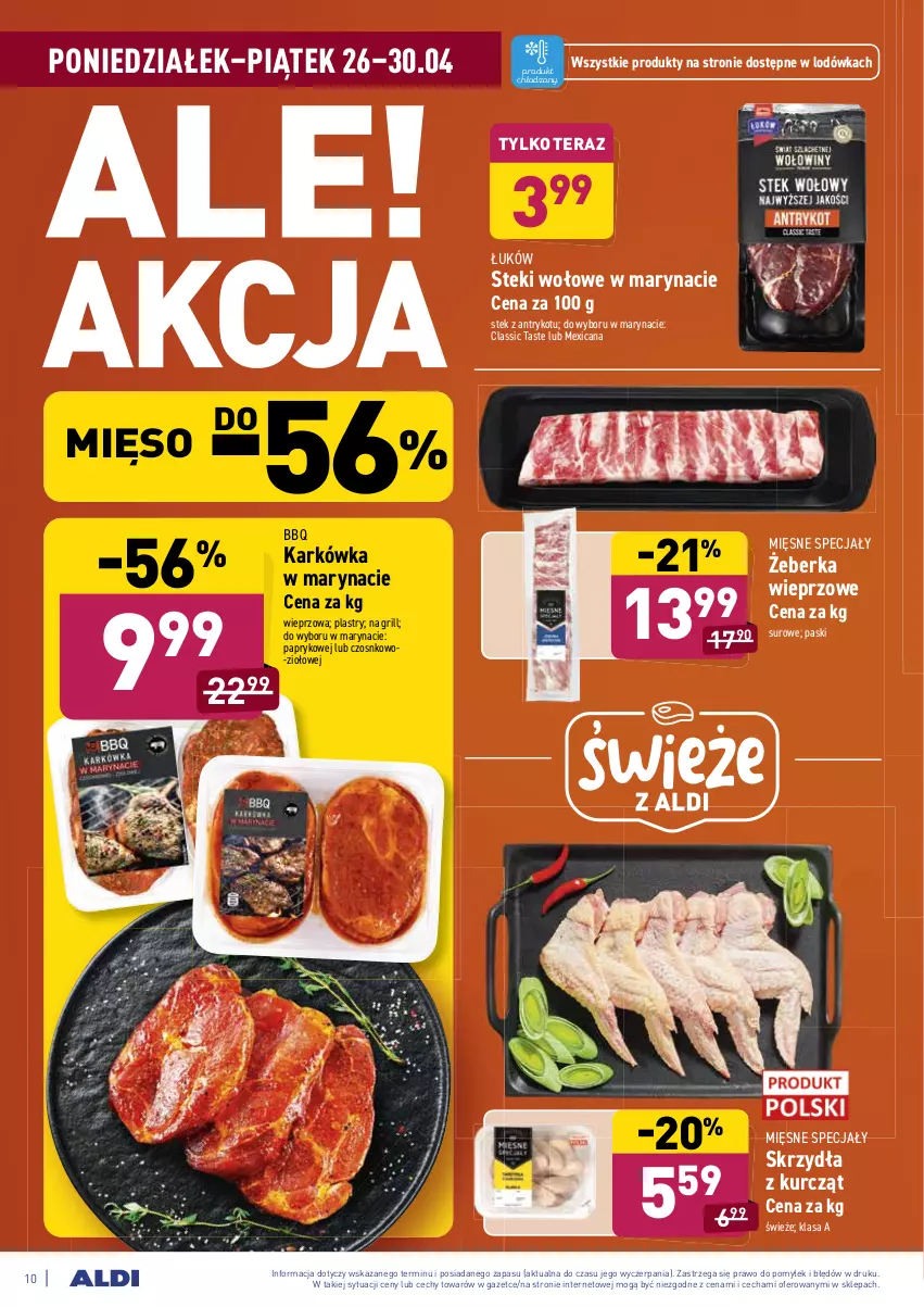 Gazetka promocyjna Aldi - ważna 26.04 do 30.04.2021 - strona 10 - produkty: Grill, Lodówka, Mięsne specjały, Mięso, Stek, Tera