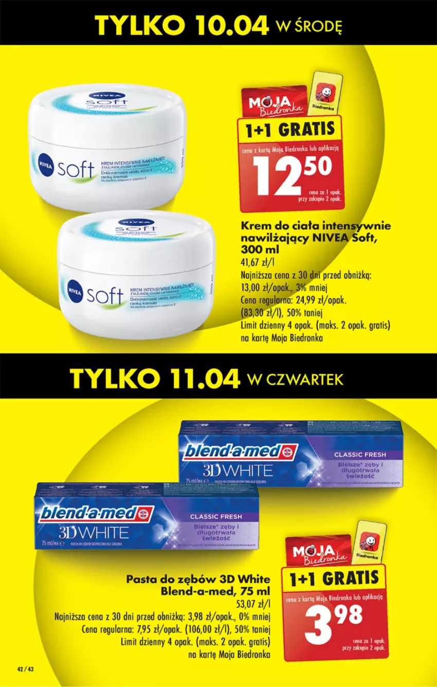 Gazetka promocyjna Biedronka - Od czwartku - ważna 11.04 do 17.04.2024 - strona 46 - produkty: Blend-a-Med, Gra, Krem do ciała, Nivea, Pasta do zębów