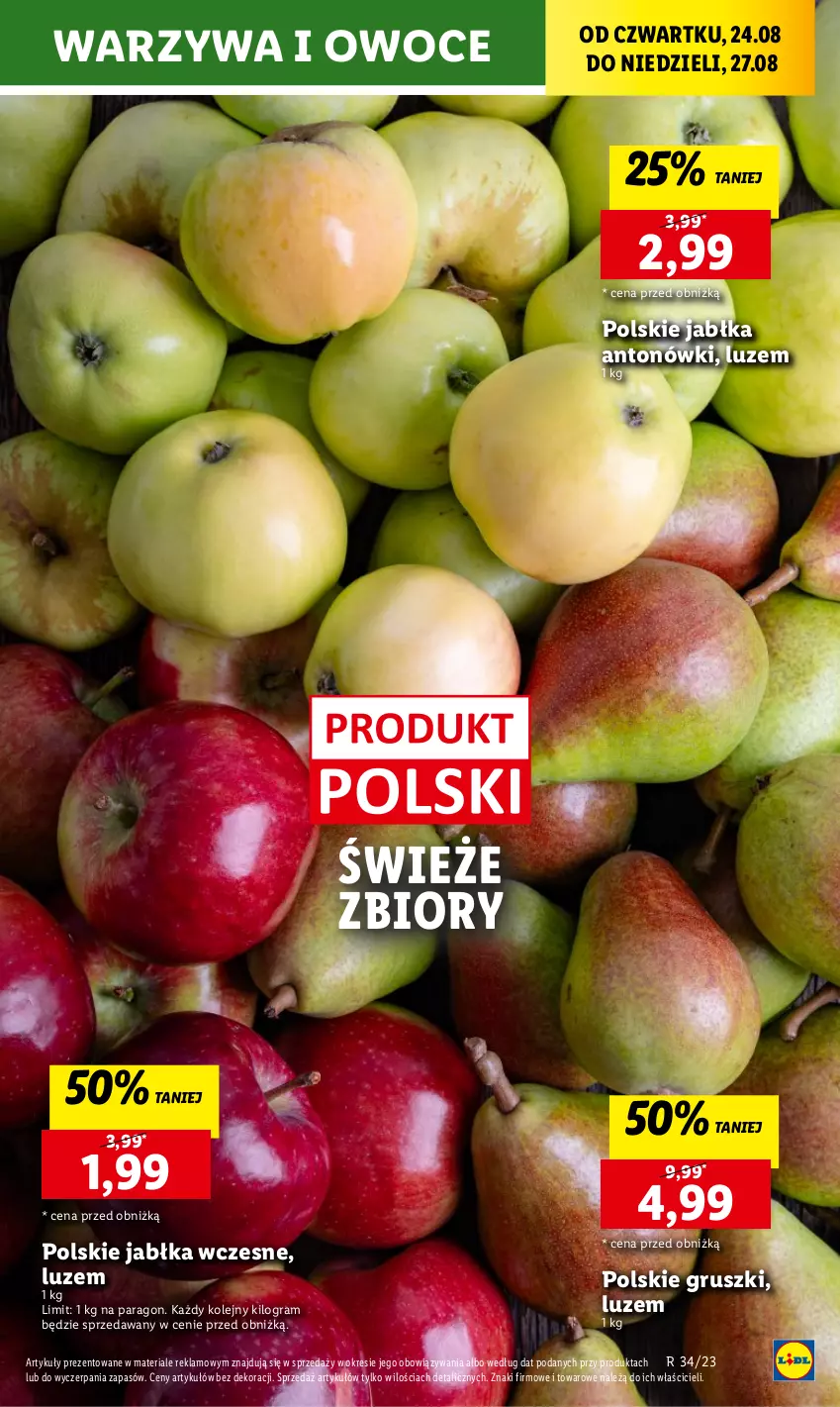 Gazetka promocyjna Lidl - GAZETKA - ważna 24.08 do 27.08.2023 - strona 27 - produkty: Gra, Gruszki, Jabłka, Olej, Owoce, Warzywa, Warzywa i owoce