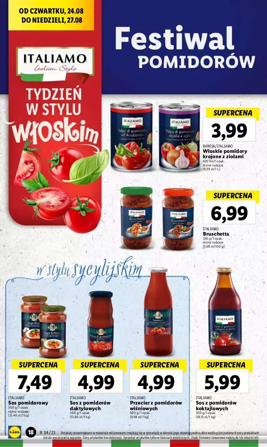 Gazetka promocyjna Lidl - GAZETKA - ważna 24.08 do 27.08.2023 - strona 36 - produkty: Pomidory, Pomidory krojone, Sos, Sos pomidorowy