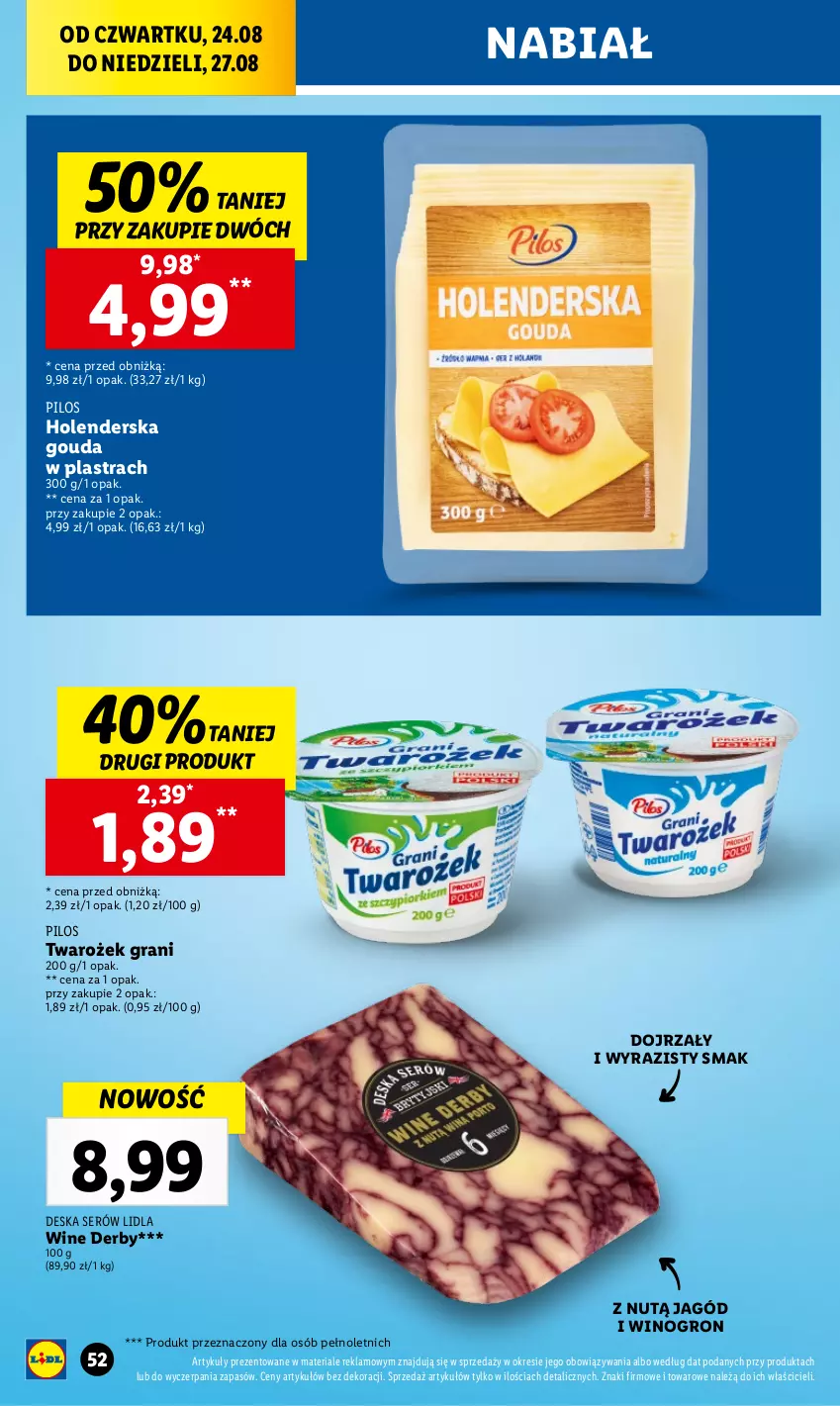 Gazetka promocyjna Lidl - GAZETKA - ważna 24.08 do 27.08.2023 - strona 52 - produkty: Deska serów, Gouda, Gra, Pilos, Ser, Wino